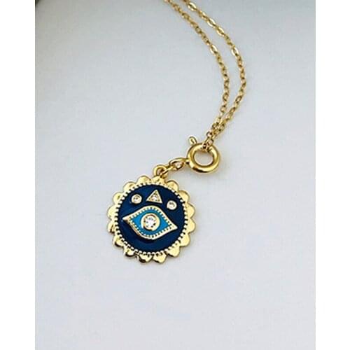 Royal blue round heart lace pendant necklace female ins personality jewelry necklace