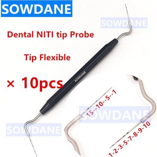 10 pcs Dental Periodontal Probe with Scaler Dentist Explorer Tool Endodontic Tooth Cleaning Niti Tip Flexible