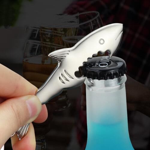 Shark Shaped Bottle Opener Keychain shaped zinc alloy Silver Color Key Ring Beer Bottle Opener Unique Creative Gift