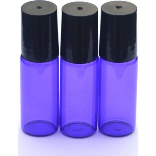 1Pcs Empty 5ml Perfume Roll On Purple-blue Glass Bottles Stainless Steel Ball for Essential Oil Vials Mini Roller Bottle