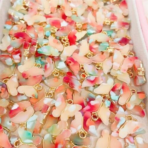 NEW 10Pcs Multicolor Acrylic Butterfly Charm Cute Insect Pendant DIY Handmade Womens Dangle Earring Jewelry Making Accessories
