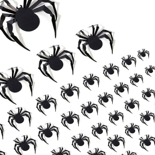 12pc Halloween Decorations 3D Large Spider Realistic PVC Spider Stickers for Halloween Eve Party Supplies DIY Scary Room Decor