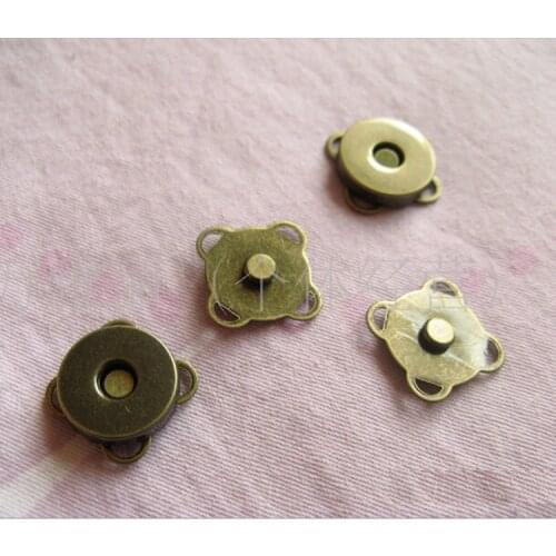 14*4 MM Wholesale 20 Sets Bronze Square Metal Gasket Magnet Clasp For Sewing /Scrapbook /Bag Button