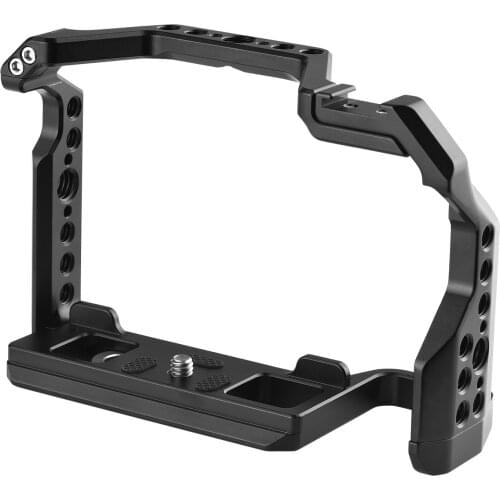 Aluminum Alloy Camera Video Cage with Cold Shoe Mount Arca-Swiss QR Bottom Plate ARRI Locating Hole for Fuji X-S10 Camera