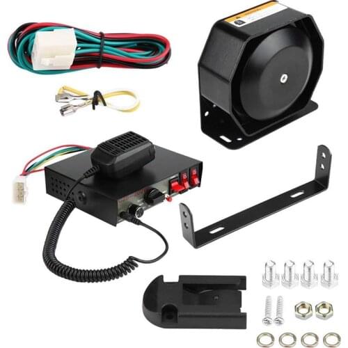 Car Alarm Horns Megaphone Electronic Speaker ,12V 200W 180Db Loud Car Polices Siren + Mic PA Speaker Warning Adjustable