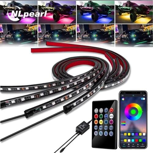 NLpearl Car LED Underbody Light With Remote /APP Control RGB LED Neon Underglow Lights Auto Decorative Ambient Atmosphere Lamp