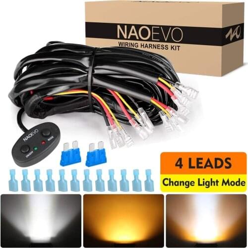 Automobile Wiring Harness 3M Customized for NAOEVO 6 Modes LED Light Bar ,12V 40A Relay for Switching Between Different Modes