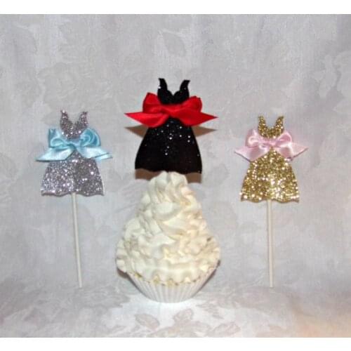 Glitter Dress Shaped Cupcake Toppers Bridal Shower Cupcake toppers, Wedding Cupcake toppers wedding Engagement