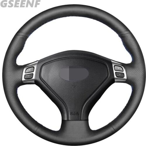 Car Steering Wheel Cover For Subaru Forester 2005 Outback 2005 2007 Legacy 2007 Black Hand-stitched Soft Genuine Leather