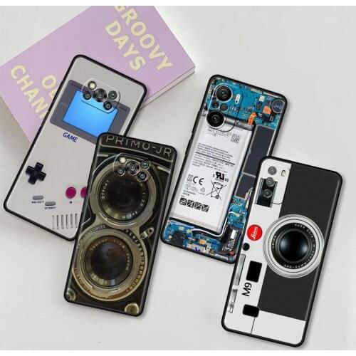 For Xiaomi Mi Poco X3 NFC M3 Pro F3 GT K40 10T Note 10 F1 X2 F2 Black Soft Silicone Phone Case Luxury Cover Retro Game Camera