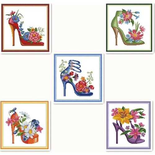 Everlasting Love Fashion High Heels Chinese Cross Stitch Kits Ecological Cotton Stamped Printed 14 11CT DIY Christmas Decoration