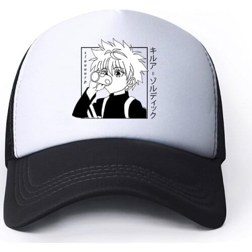 Harajuku Hunter X Hunter Mesh Baseball Cap Adjustable Snapback Hats For Women Men Hip Hop Anime Trucker Cap Streetwear Dad Hats