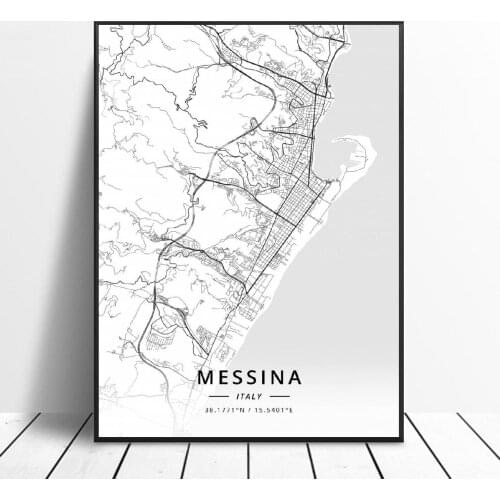 Hd print Pesaro Messina Florence Venice Amalfi Brescia Italy Map Canvas Art Poster wall painting home decor frame