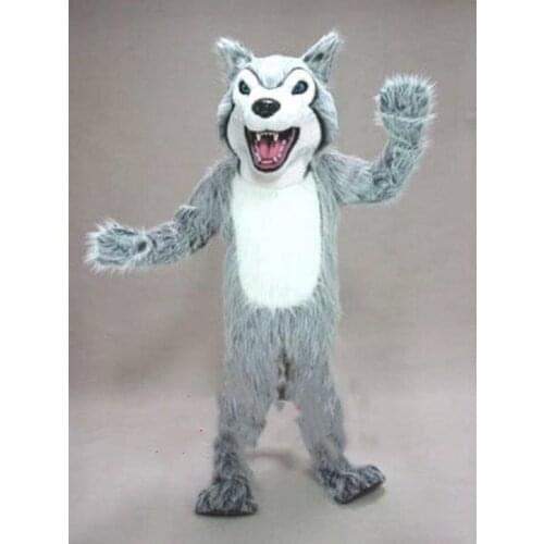 Grey Wolf Mascot Costume Suit Cosplay Party Game Fancy Dress Outfit Advertising Promotion Carnival Halloween Xmas Fursuit Parade