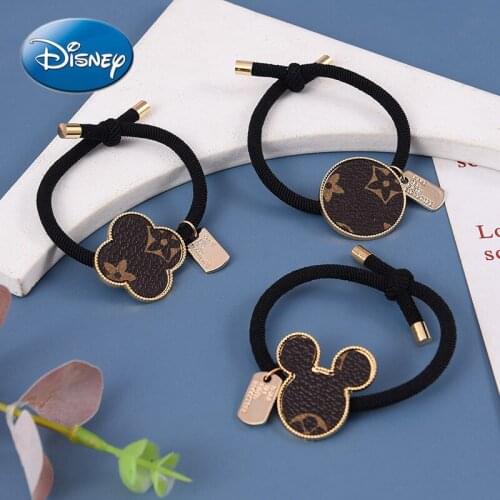 Disney Mickey Mouse Headband Retro Leather Hair Rope Rubber Band Ball Head Rope Hair Accessories Cosplay Accessories
