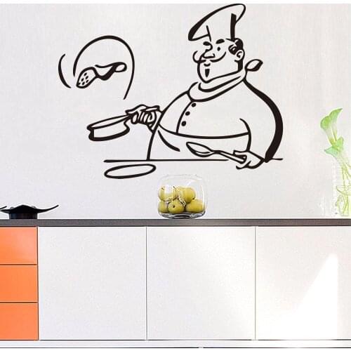 Kitchen Cooking Chef Removable Wall Sticker for Kids Livingroom Windows Glass Decor Home Cabinet Tile Carved Stickers MeleStore