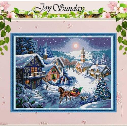 Dusk in the snow painting counted 11CT 14CT Cross Stitch Set Wholesale DIY Cross-stitch Kit Embroidery Needlework Home Decor
