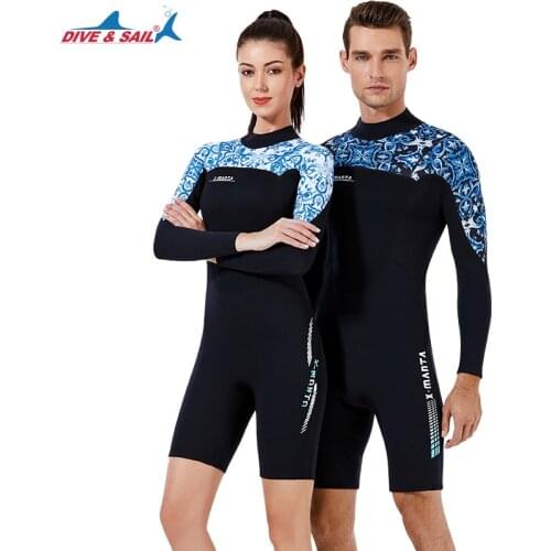 1.5 mm Neoprene Shorty Wetsuit Diving Suits Surfing Long Sleeve Keep Warm Back Zip for Water Sports Swimsuit Mens Womens Wet