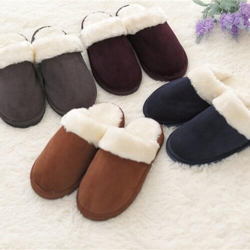Size 36-40 Corduroy Solid Color Spring and Autumn Plush Home Indoor Anti Slip Silent Womens Mens Slippers