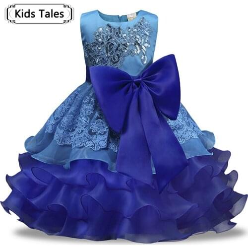 Formal Dress Ball Gown Elegant Dresses for Summer Girls 2020 Princess Party Dress Baby Kids Clothes Christmas Blue Child SQ365
