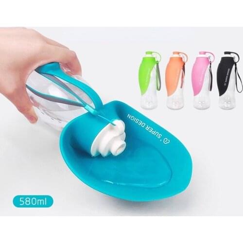 580ml Portable Pet Dog Water Bottle Soft Silicone Leaf Design Travel Dog Bowl For Puppy Cat Drinking Outdoor Pet Water Dispenser