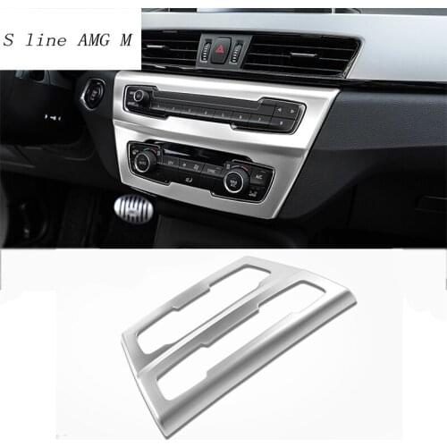 Car styling Interior Trim Air conditioning CD control panel Cover Stickers decorative For BMW X1 F48 2016-2018 auto Accessories