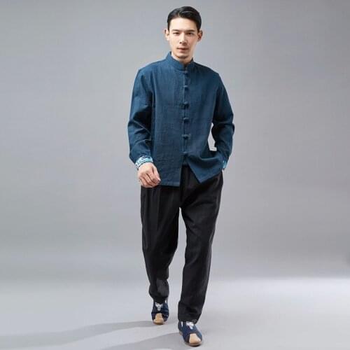 Traditional Chinese Clothing For Men Kung Fu Clothes Cheongsam Shanghai Tang Suit Kungfu MenS Vintage Man Oriental Shirts 12079