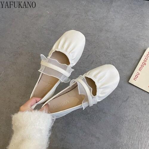 Spring New Lace Pleated Flat Shoes Simple Fashion Shallow Mouth Evening Shoes Gentle Fairy Peas Shoes Elegant Party Dress Shoes