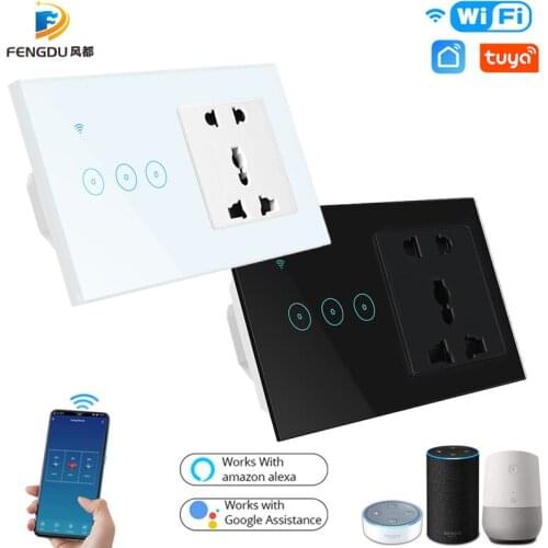 Smart Switch Wifi Light Switch Glass Screen Touch Panel Voice Control Wall Switch work with Alexa Echo Google Home 1/2/3-Gang