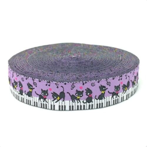 5/8" 16mmX10yards Zakka handmade accessories ribbon laciness piano notes russy cat Jacquard Ribbon KTZD15102811