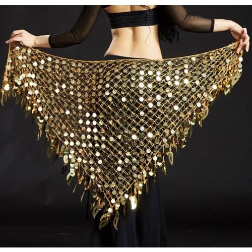 Womens Belly Dance Hip Scarf Shawl Costumes Belt Big Sequins Belts For Girls Bellydance Oriental Waist Chains Accessories
