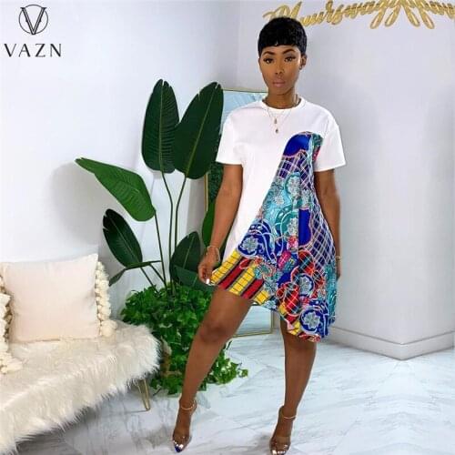 VAZN 2021 Summer Office Lady Striped Chiffon Retro Dress Daily Casual Style Free Short Sleeve Women Midi Dress Vestido