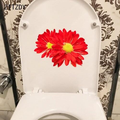 ZTTZDY 23.1*16.7CM Bright Red Daisy Fashion Bedroom Wall Sticker Home WC Toilet Decoration T2-0722