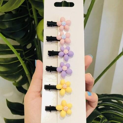 1Set Girls Cute Flower Hairpins Children Sweet Hair Clips Barrette Hair Ornament Fashion Hair Accessories Women Hair Bows