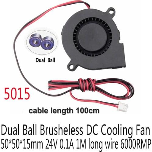 10PCS Gdstime 50x50x15mm Ball Bearing DC Cooling 24V 3D Printer Cooler 50mm x 15mm 5015 5cm 1m Cable Wire Blower Fan