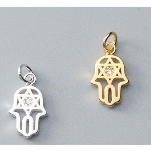 100% 925 Sterling Silver Craftwork Star Hand Charms 12.5mm Fancy Decoration Male Female Dangle Pendants DIY Fine Jewelry Making