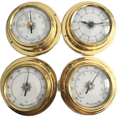 4 Pcs/set Thermometer Hygrometer Barometer Time Clock for Marine Weather Station