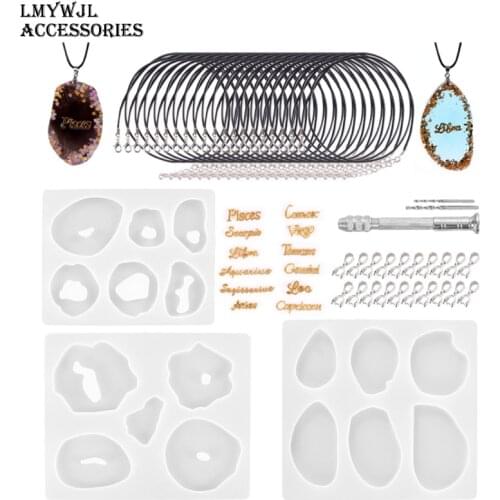 47pcs/set of Dripping Irregular Jade-like Silicone Pendant Mold Constellation Letter Handmade Set DIY Making Necklace Pendant