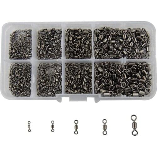 500pcs/Box Fishing Rolling Swivel High-strength Stainless Steel Rolling Barrel Swivel Fishing Tackle Size 2# 4# 6# 8# 10