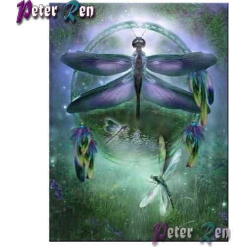 5d Dragonfly and feather Diamond painting full Square/round Rhinestones cross stitch Diamond embroidery Handmade home decoration