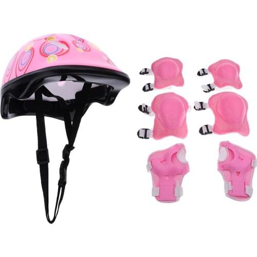7Pcs Kids Inline Skating Cycling Protective Gear Helmet Knee Elbow Wrist Pad Set