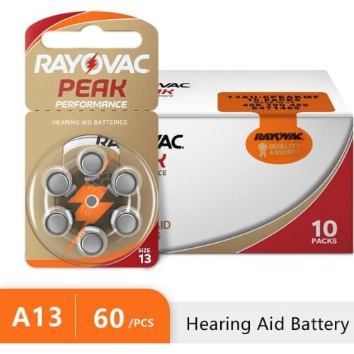 60PCS RAYOVAC PEAK Zinc Air Hearing Aid Batteries 1.45V A312 312A ZA312 312 PR41.13A A13 13A 13 P13 PR48.A10 10A 10 PR70 Battery
