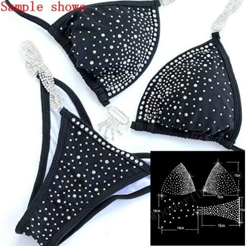 Free shipping sexy nice blingbling Hot Fix Rhinestone Transfers Design for Bikini Design DIY fashion design