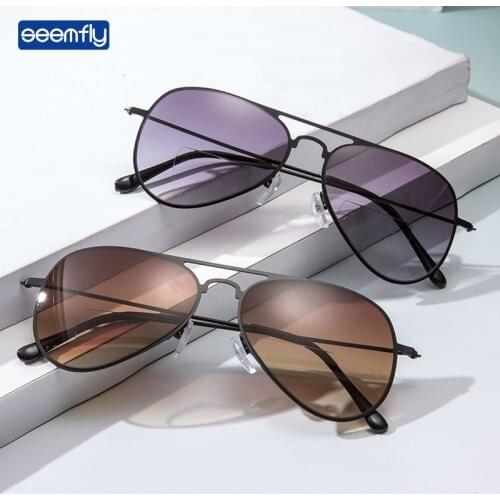 Seemfly High Definition Bifocals Reading Glasses Ultralight Metal Pilot Presbyopia Eyeglasses For Women&Men Diopters +1.0 +3.5