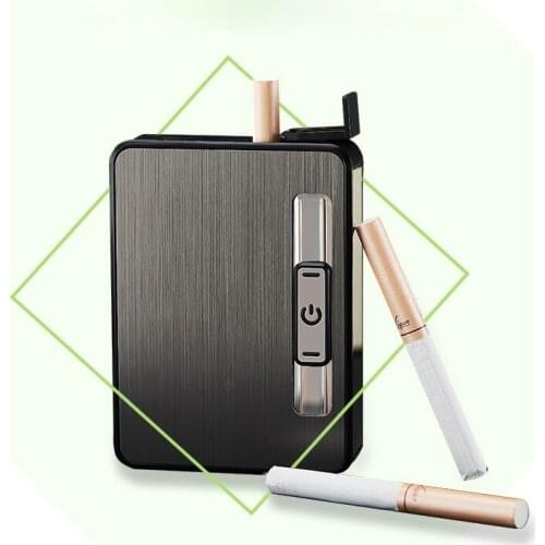 10pcs Automatic Cigarette Case with Charging Lighter, Personalized Cigarette Case, Charging Usb Cigarette Lighter Men Gadgets