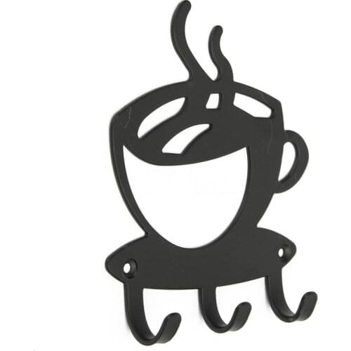 Home Decorative Coffee Wall Mount Metal 3 Hook Key Rack Hanger Organizer Decor