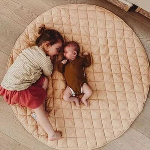 Baby Play Mat Cotton Round Solid Color Soft Breathable Crawling Pad Kids Children Floor Rug Game Blanket Gym for Infants