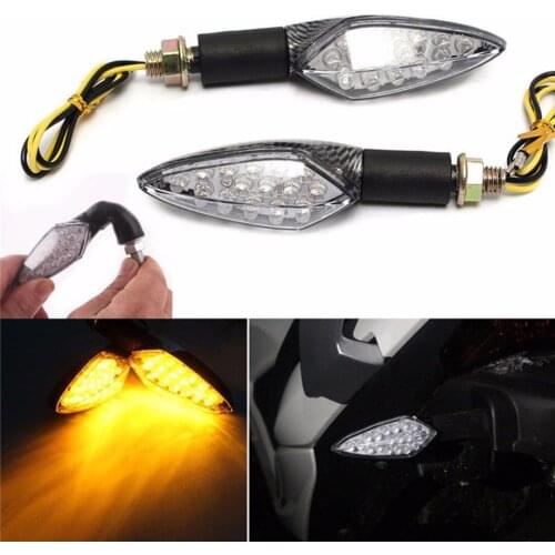 For Honda Kawasaki Bmw Suzuki 2pcs 15LED 12V Motorcycle Turn Signal Indicator Light Amber Blinker Flash Lamp Mayitr