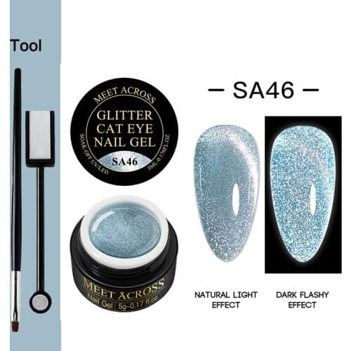 3PCS Nail Gel Polish Set Reflective Cat Eye Gel Chameleon Glitter Hybrid Varnishes Soak Off Magnetic Wide Cat Eyes UV GEL Lacque