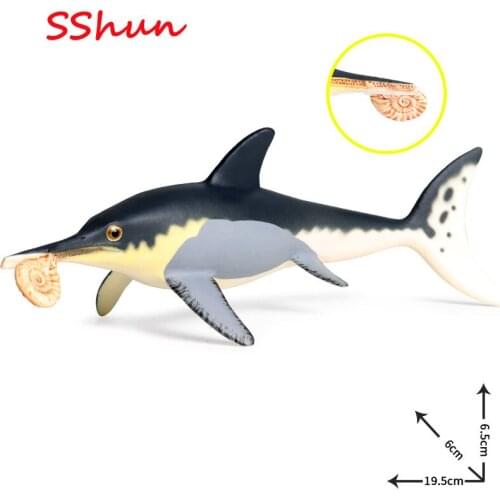 19.5*6*6.5CM Children solid simulation marine solid ichthyosaur dinosaur toy prehistoric animal model dangling ammon
